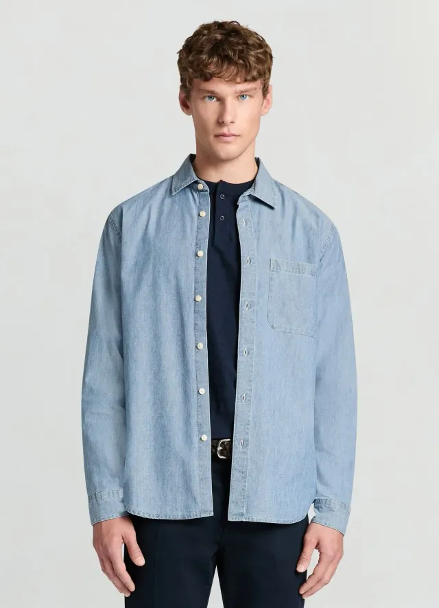 Calliope Chemise chambray homme manches longues poche