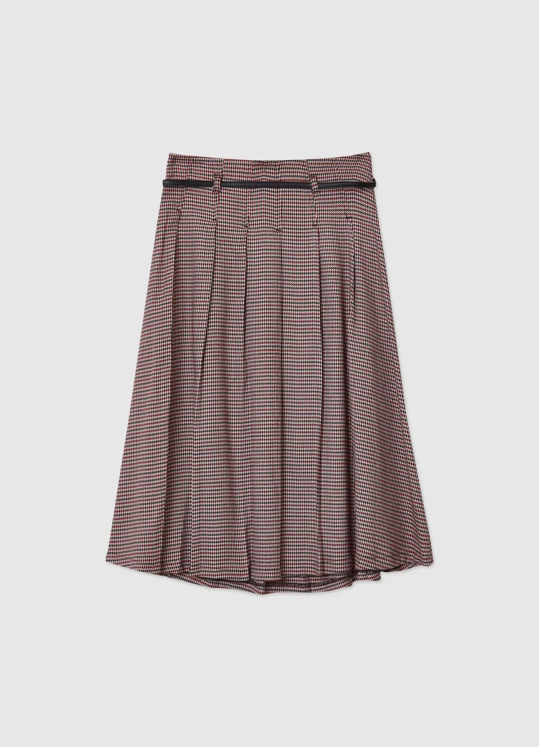 Calliope jupe longue plissée pied-de-poule femme ceinture