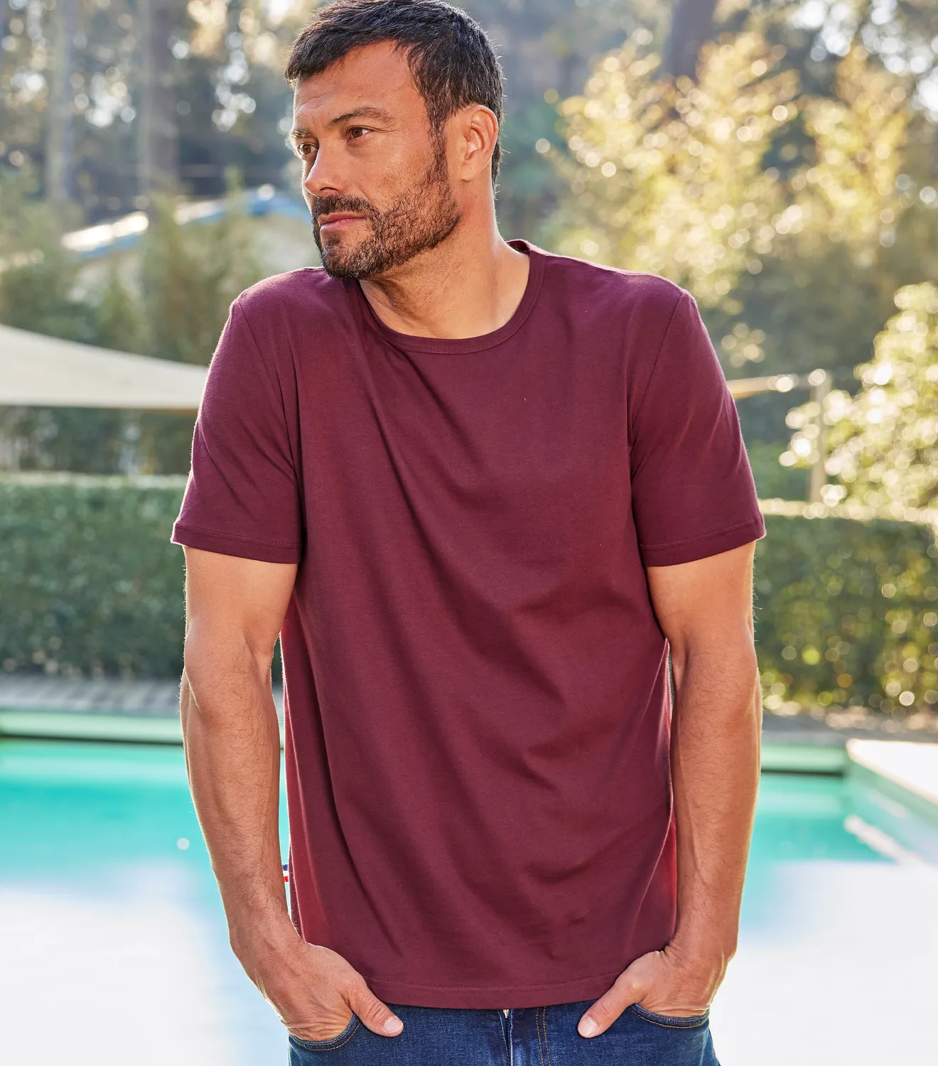 Cocorico Intemporel t-shirt homme bordeaux coton