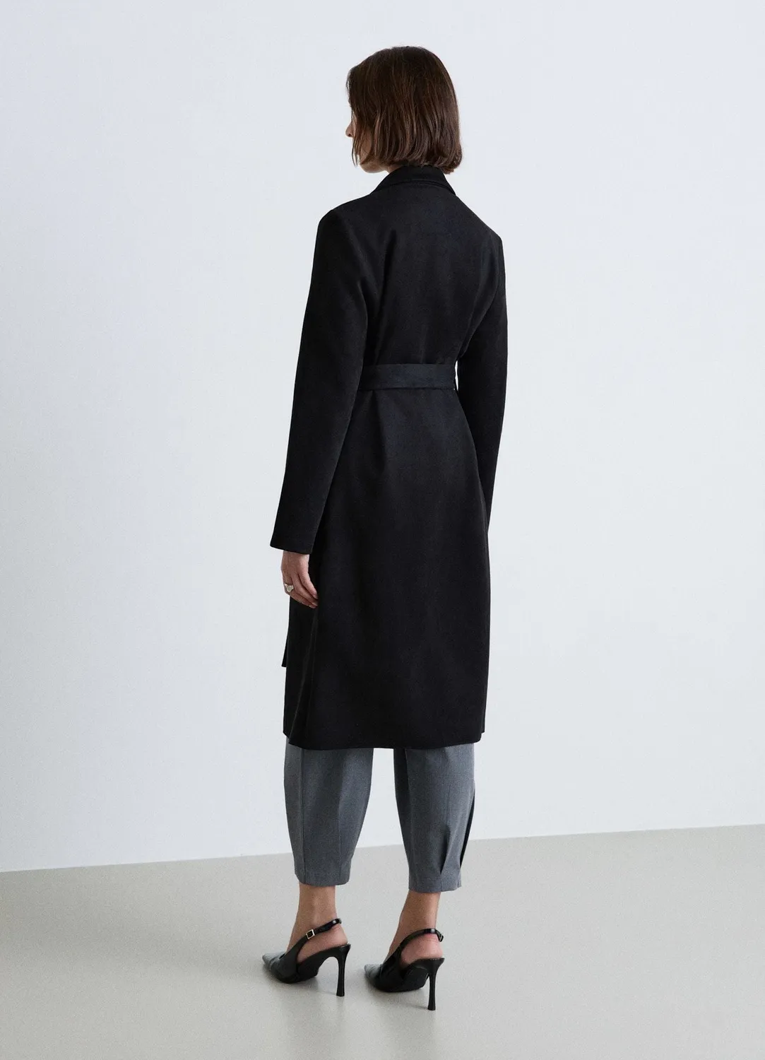 Calliope Manteau Long Uni femme avec ceinture à nouer