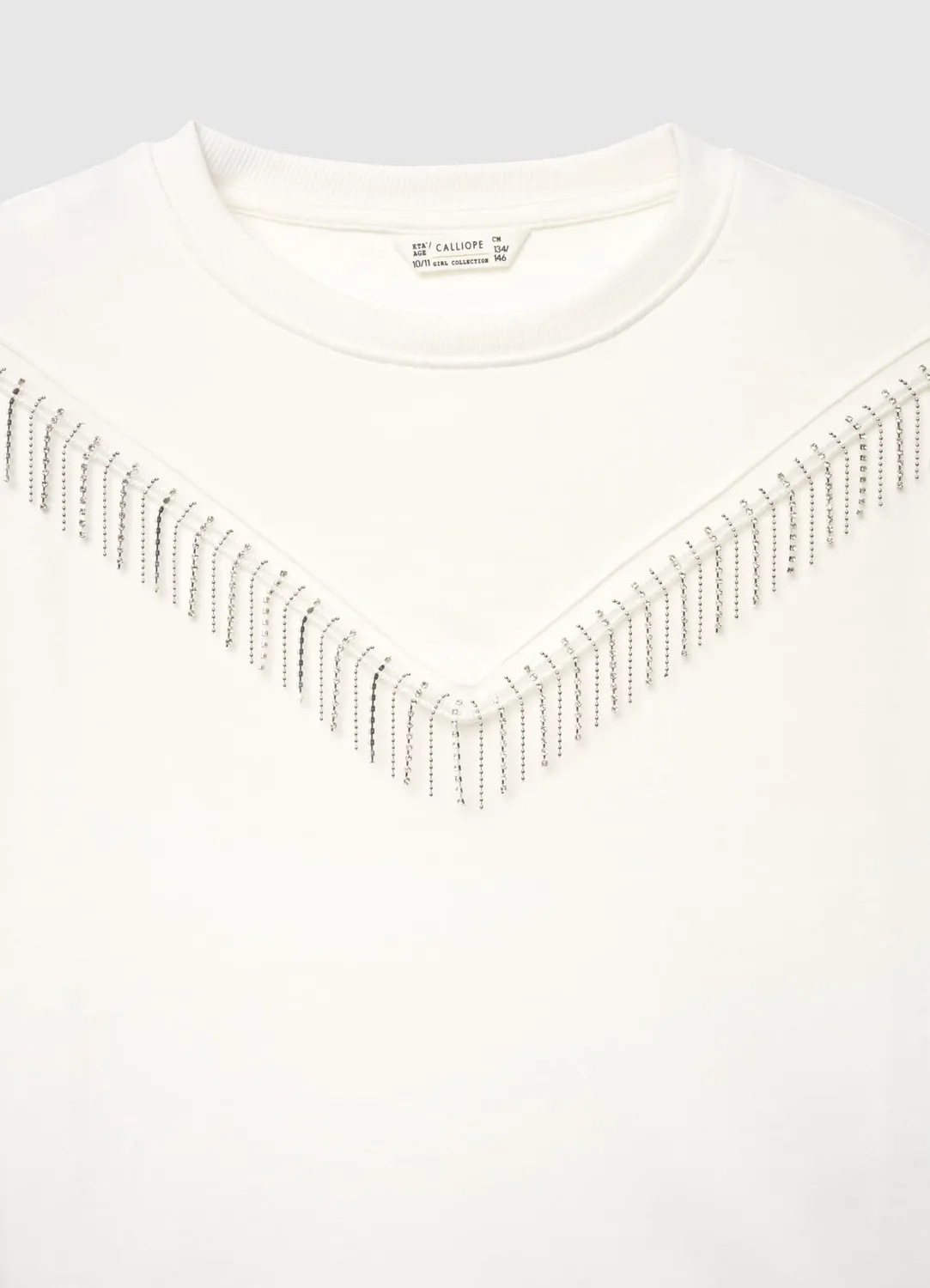 Calliope sweat fille strass franges sans capuche