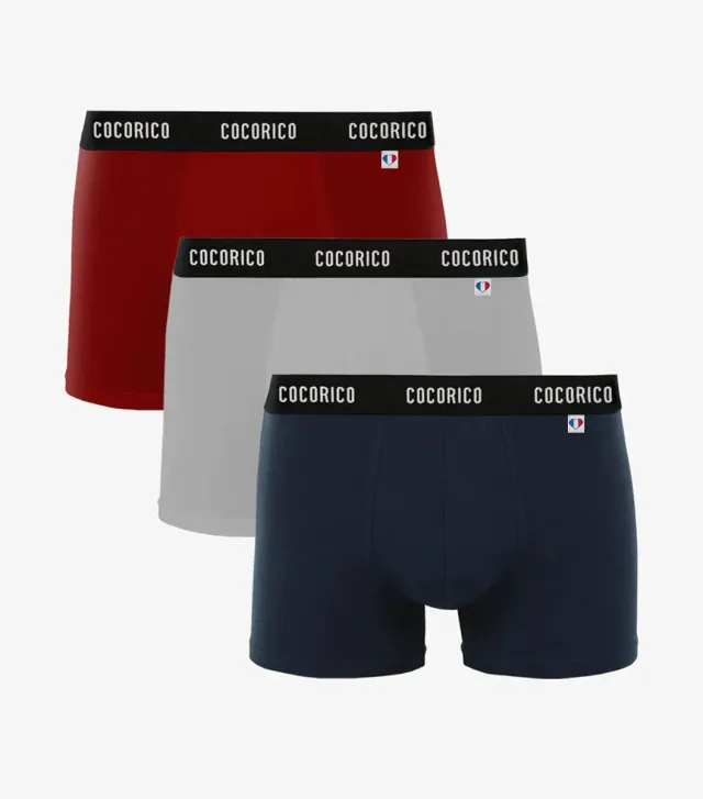 Cocorico Signature Tricolore boxer homme x3 coton