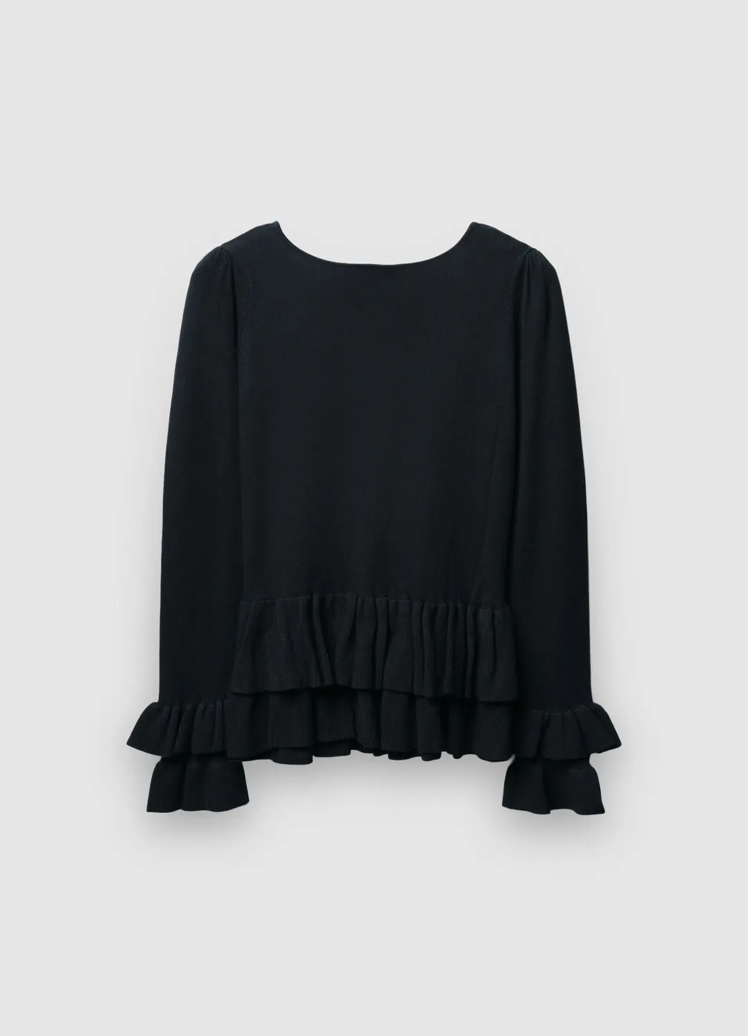 Calliope pull femme volants col rond manches longues