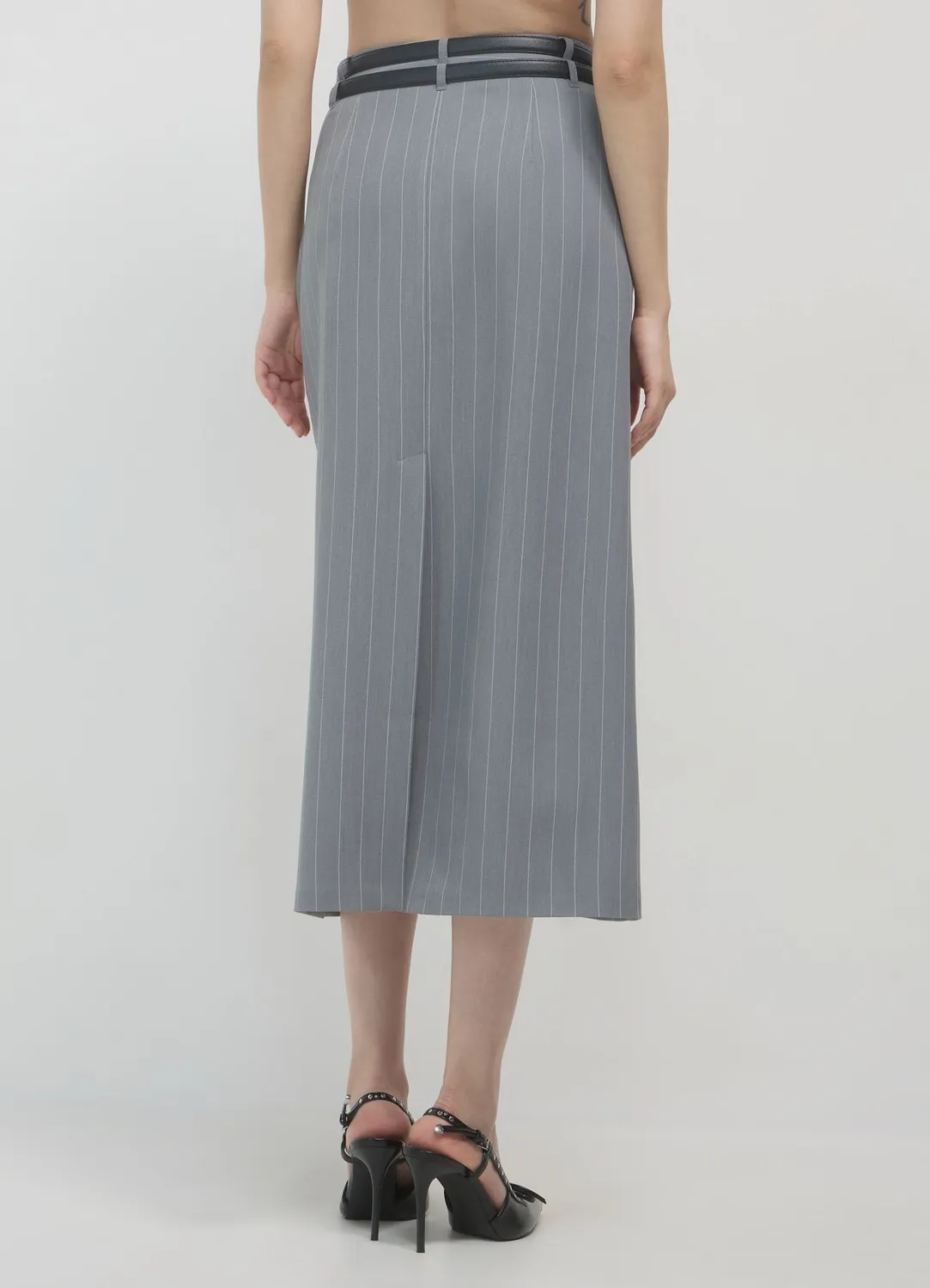 Calliope jupe longue fendue rayée femme bureau