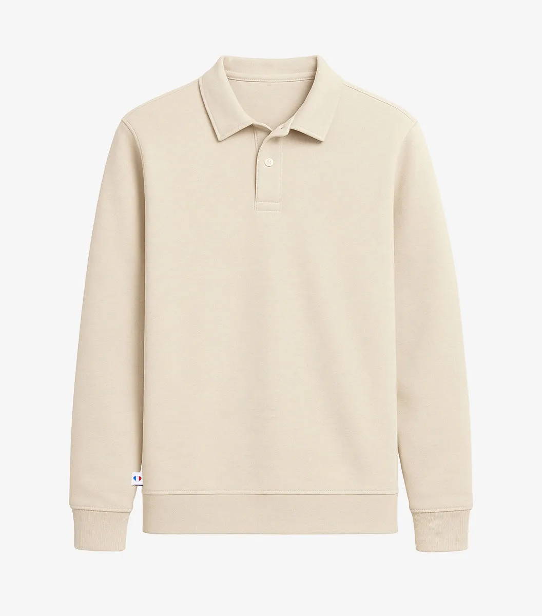 Cocorico Intemporel sweat polo homme beige coton