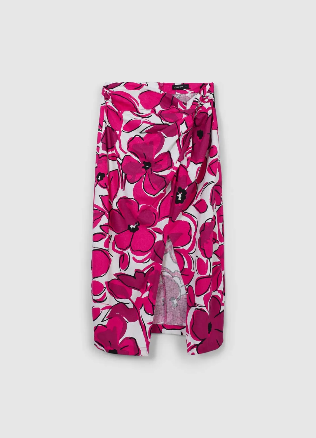 Calliope Jupe Midi à Nœud Fendue Motif Femme