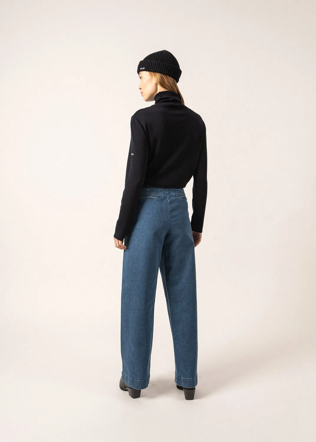 Saint James Houat pull col roulé navy 100% laine