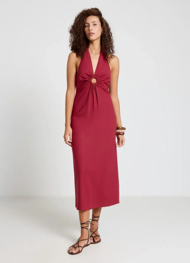 Calliope robe longue femme col halter cut-out