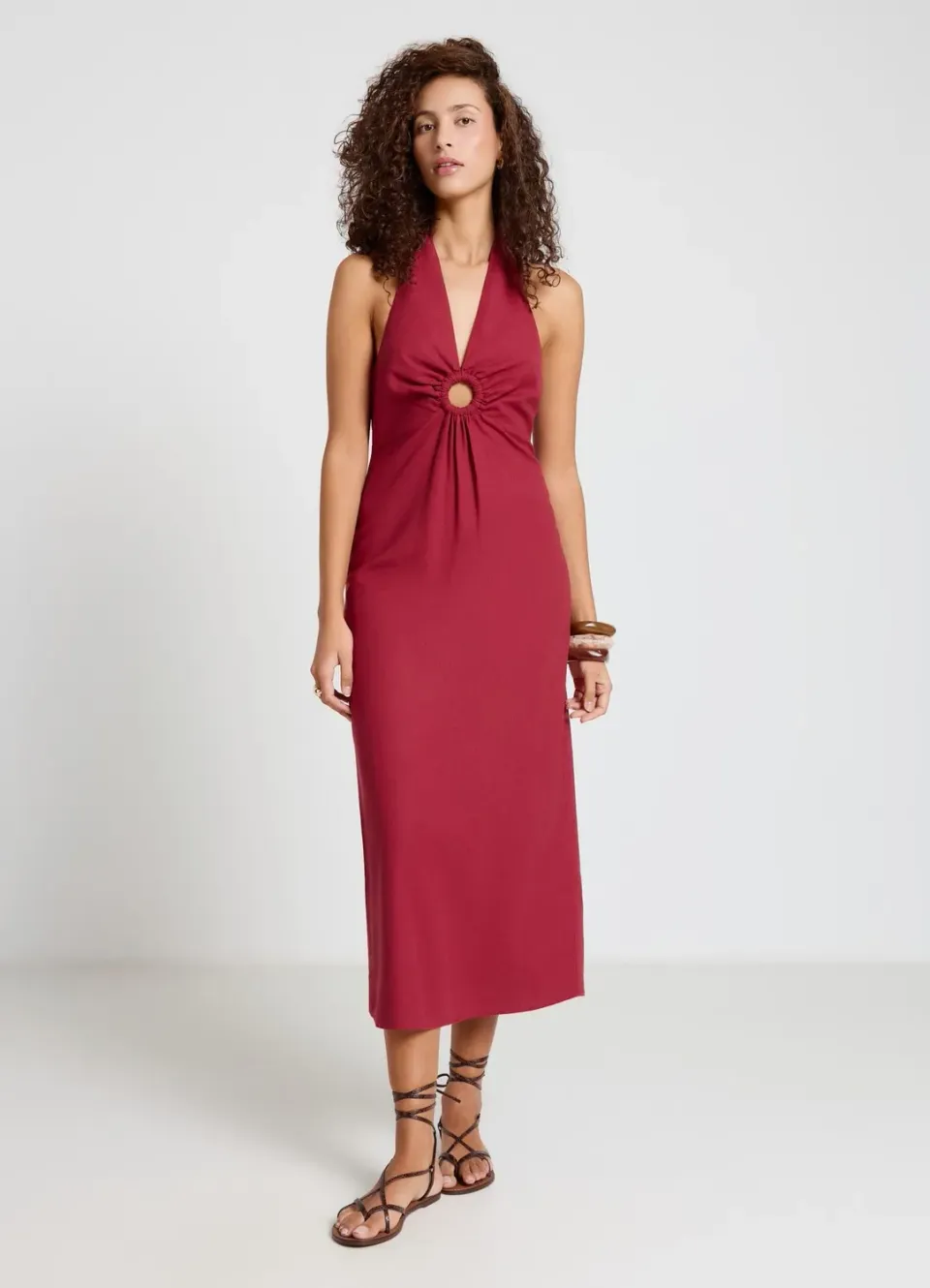 Calliope robe longue femme col halter cut-out