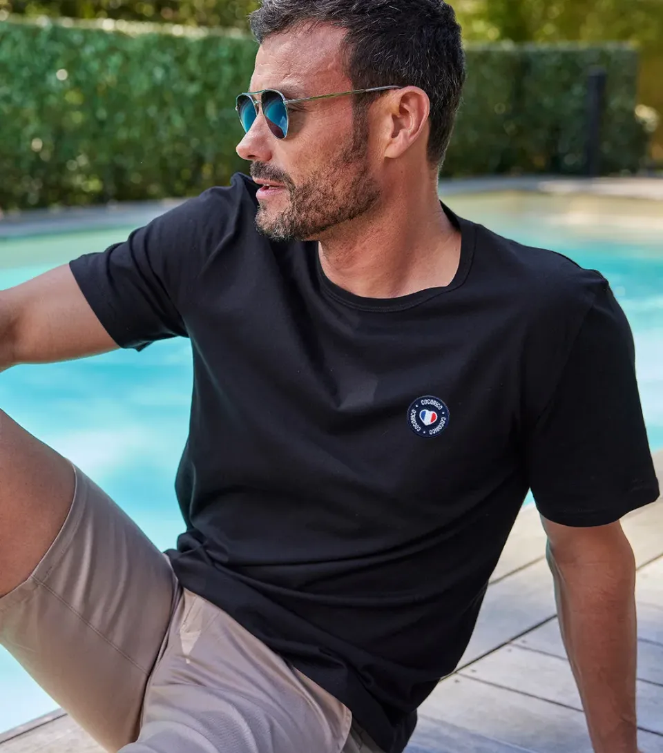 Cocorico Blason T-shirt Homme Noir 100% coton