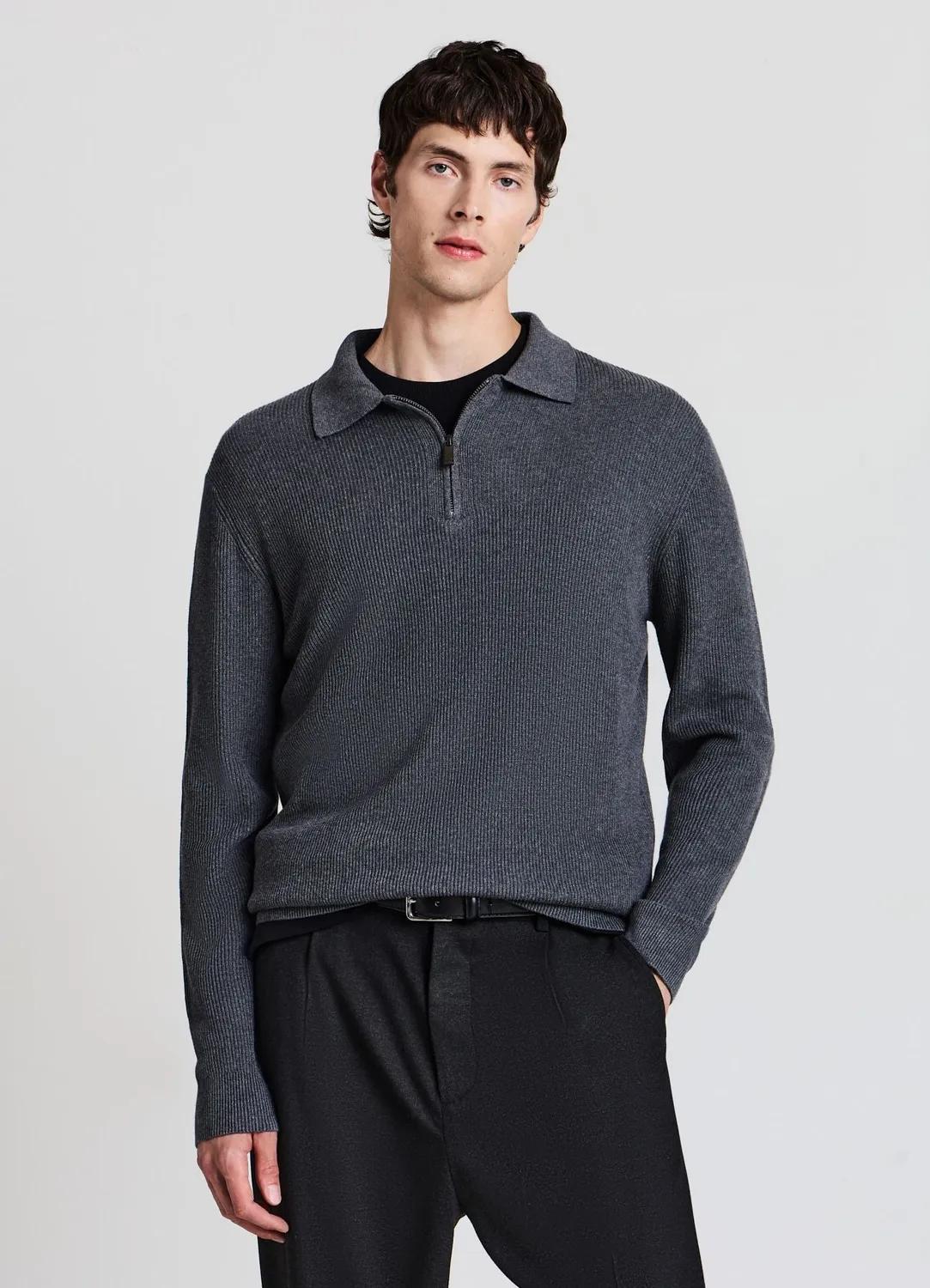 Calliope pull polo homme côtelé demi-zip