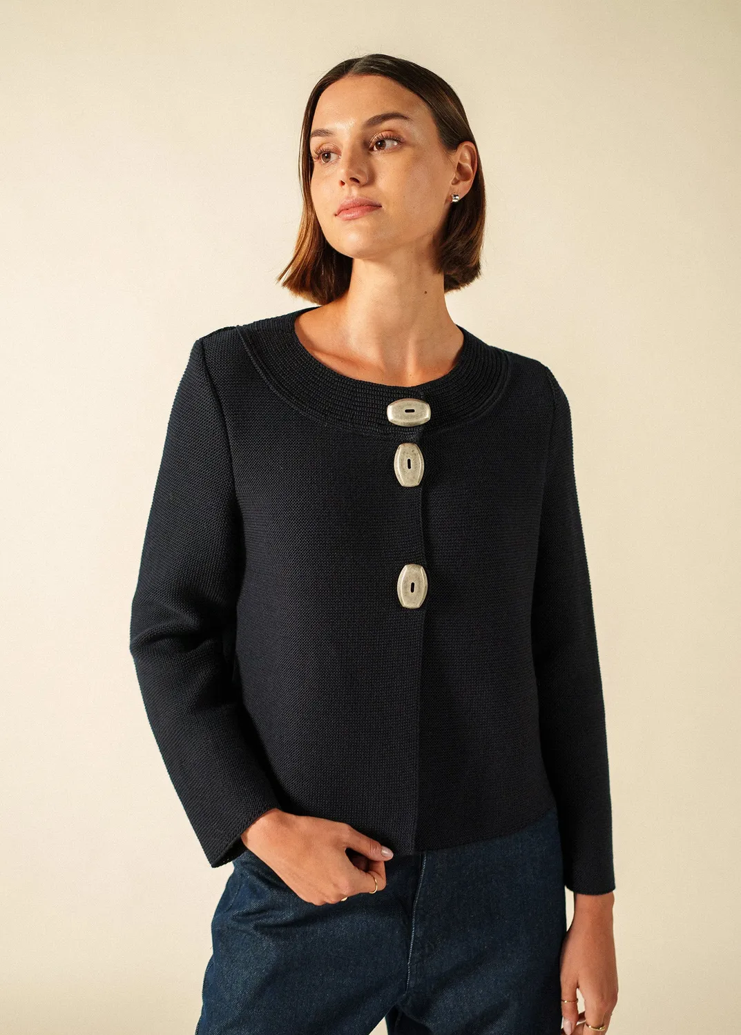 Saint James Adrets Réédit gilet navy 100% laine