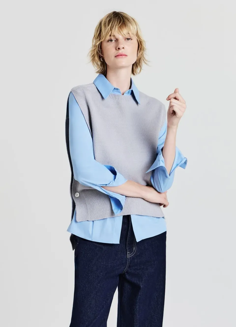 Calliope gilet en maille col rond boutons femme