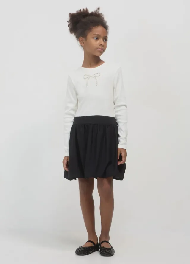 Calliope robe fille bitissu perles manches longues 8-9 ans