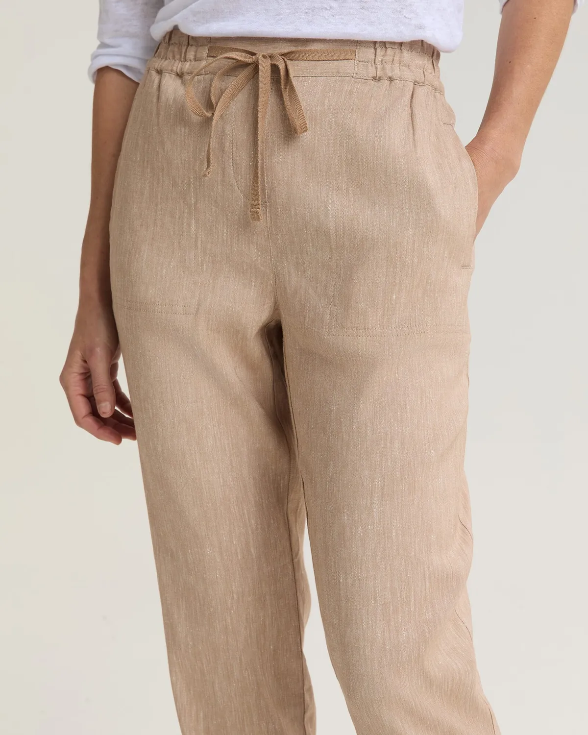 Sportscraft Rosa pantalon lin stretch femme taille cordon
