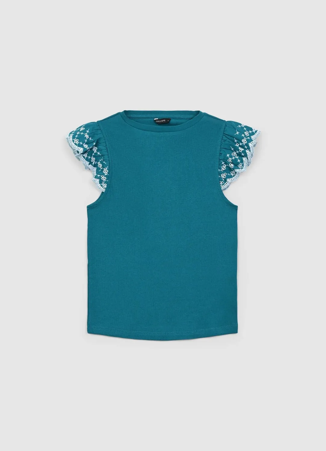 Calliope t-shirt côtelé femme volants manches courtes