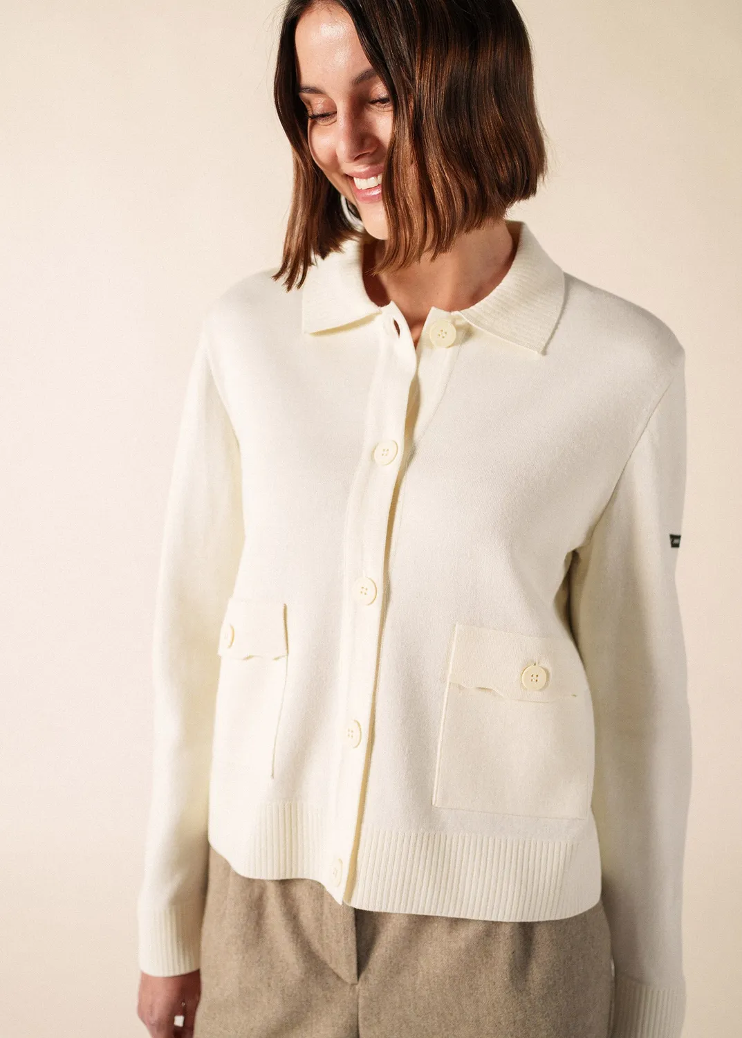 Saint James Isley gilet écume/beige 100% laine