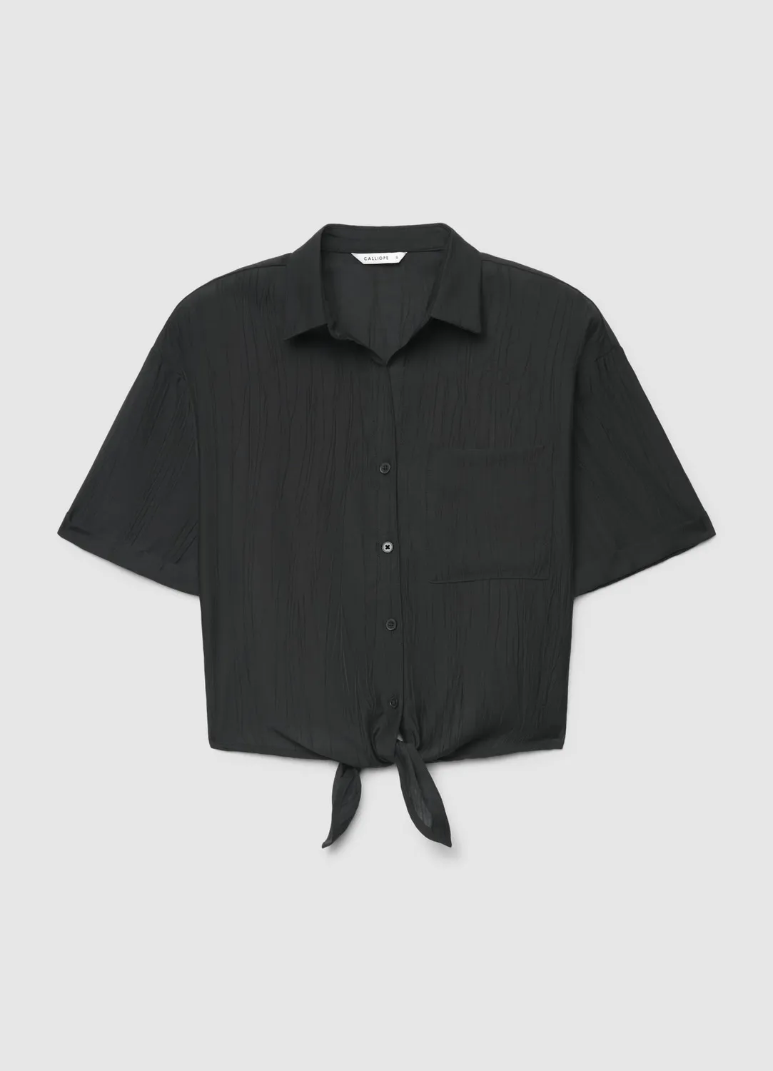 Calliope chemise femme unie à nœud manches courtes