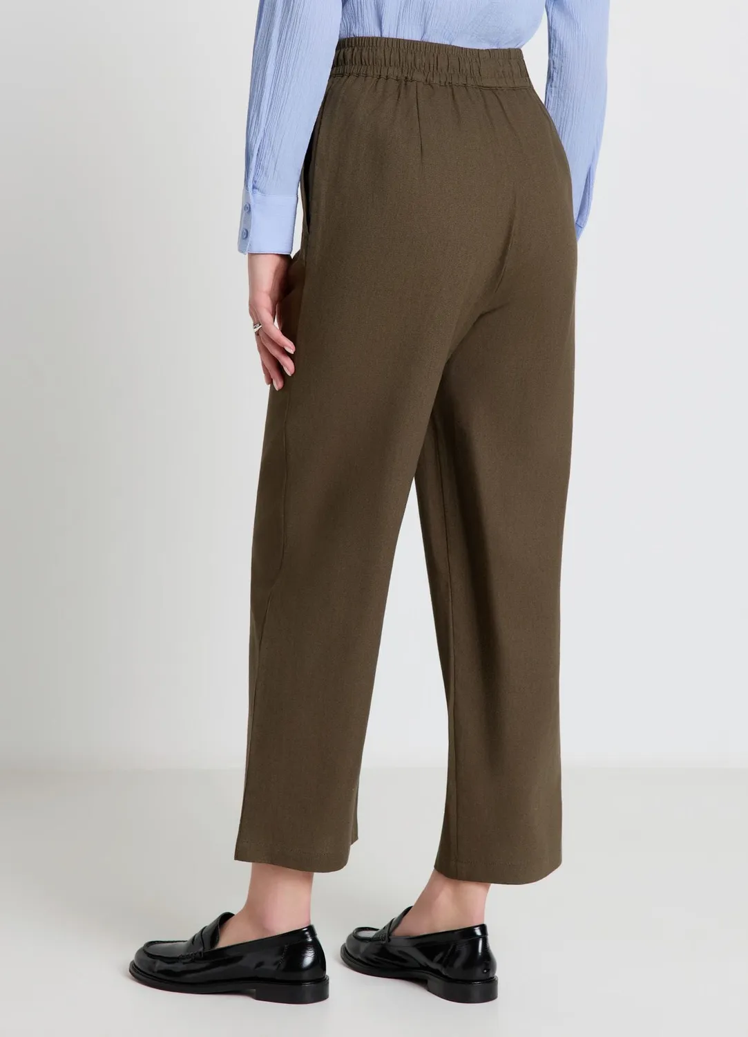 Calliope pantalon jogger lin large taille haute femme