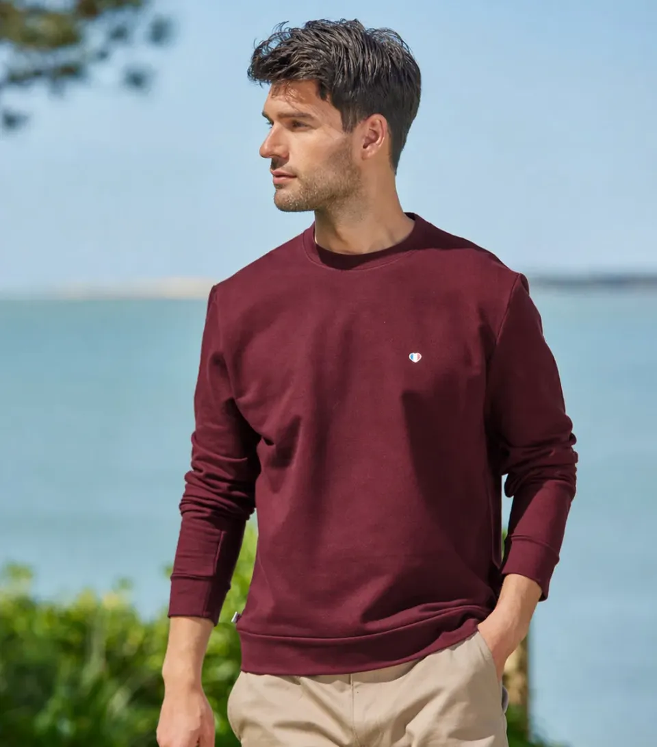 Cocorico Iconique sweat homme bordeaux coton