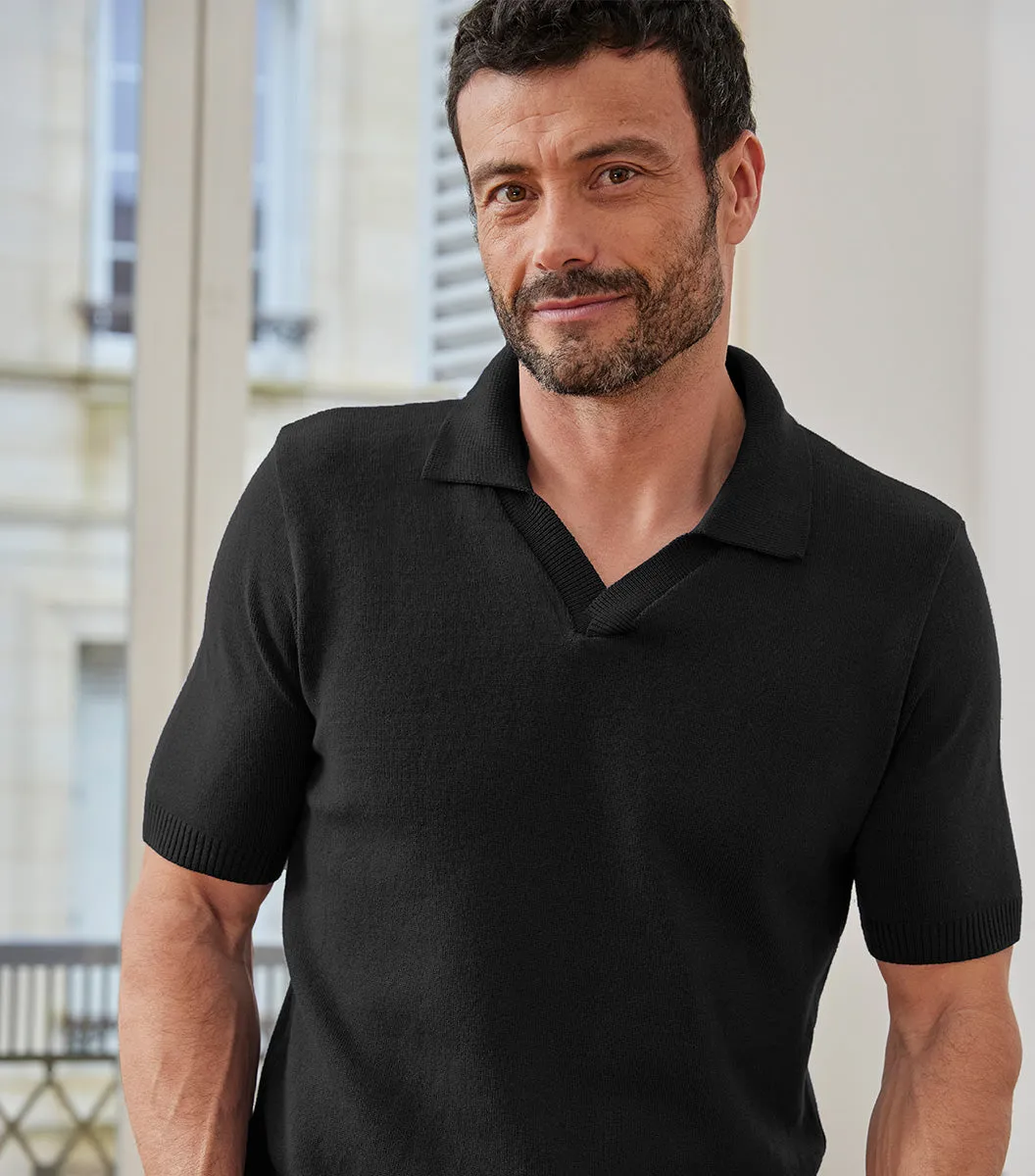 Cocorico polo maille homme noir coupe droite