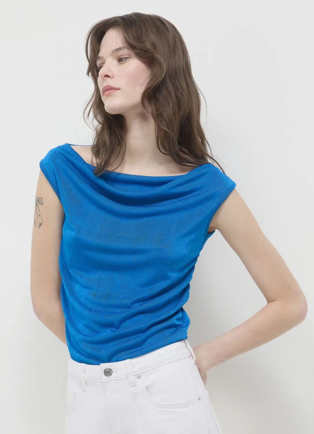 Calliope top châle uni femme coupe regular