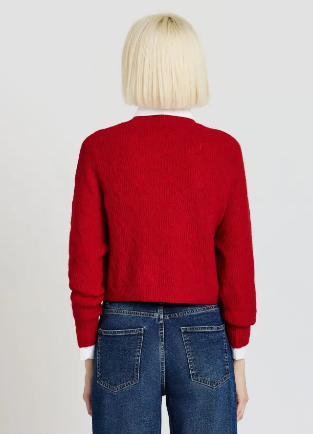 Calliope pull torsades femme col haut manches longues