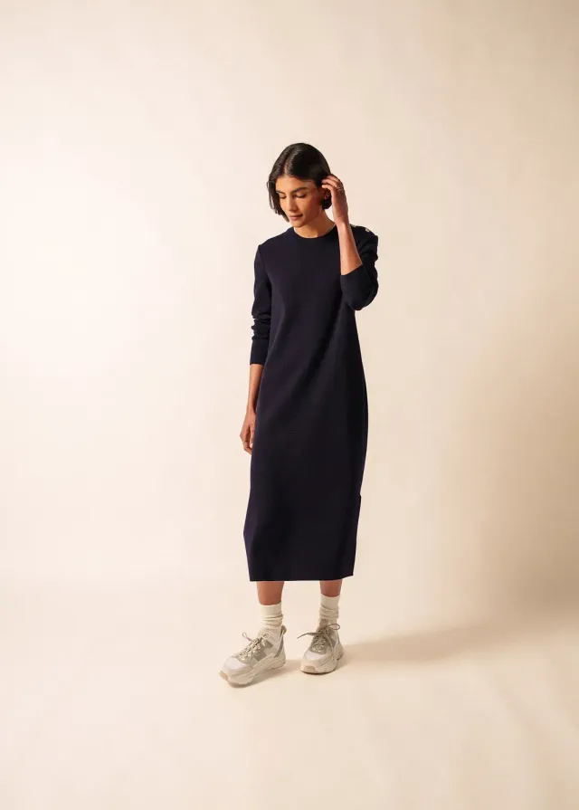 Saint James Marée robe longue navy 100% laine
