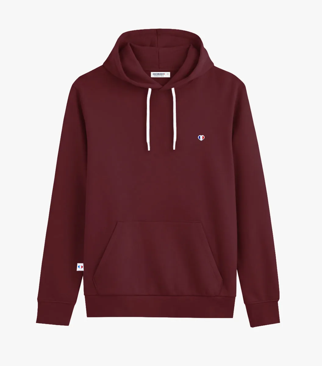 Cocorico Iconique sweat capuche femme bordeaux coton