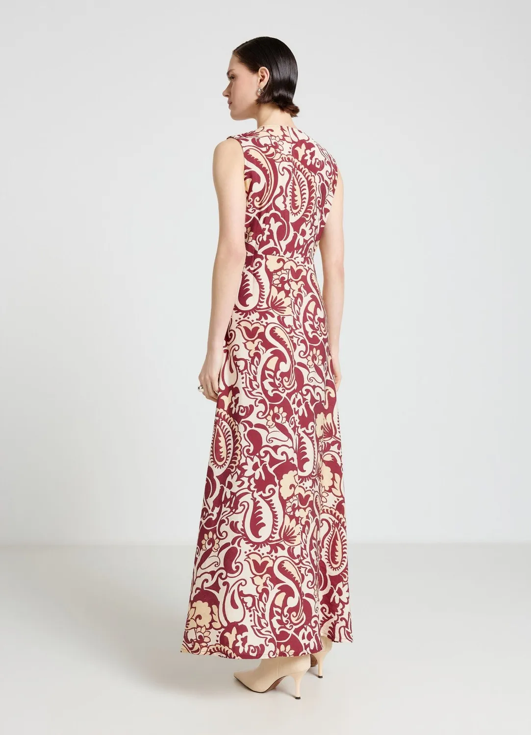 Calliope robe longue évasée nœud imprimé femme