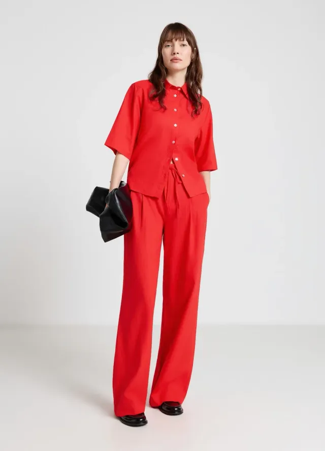 Calliope Pantalon palazzo femme large à ceinture