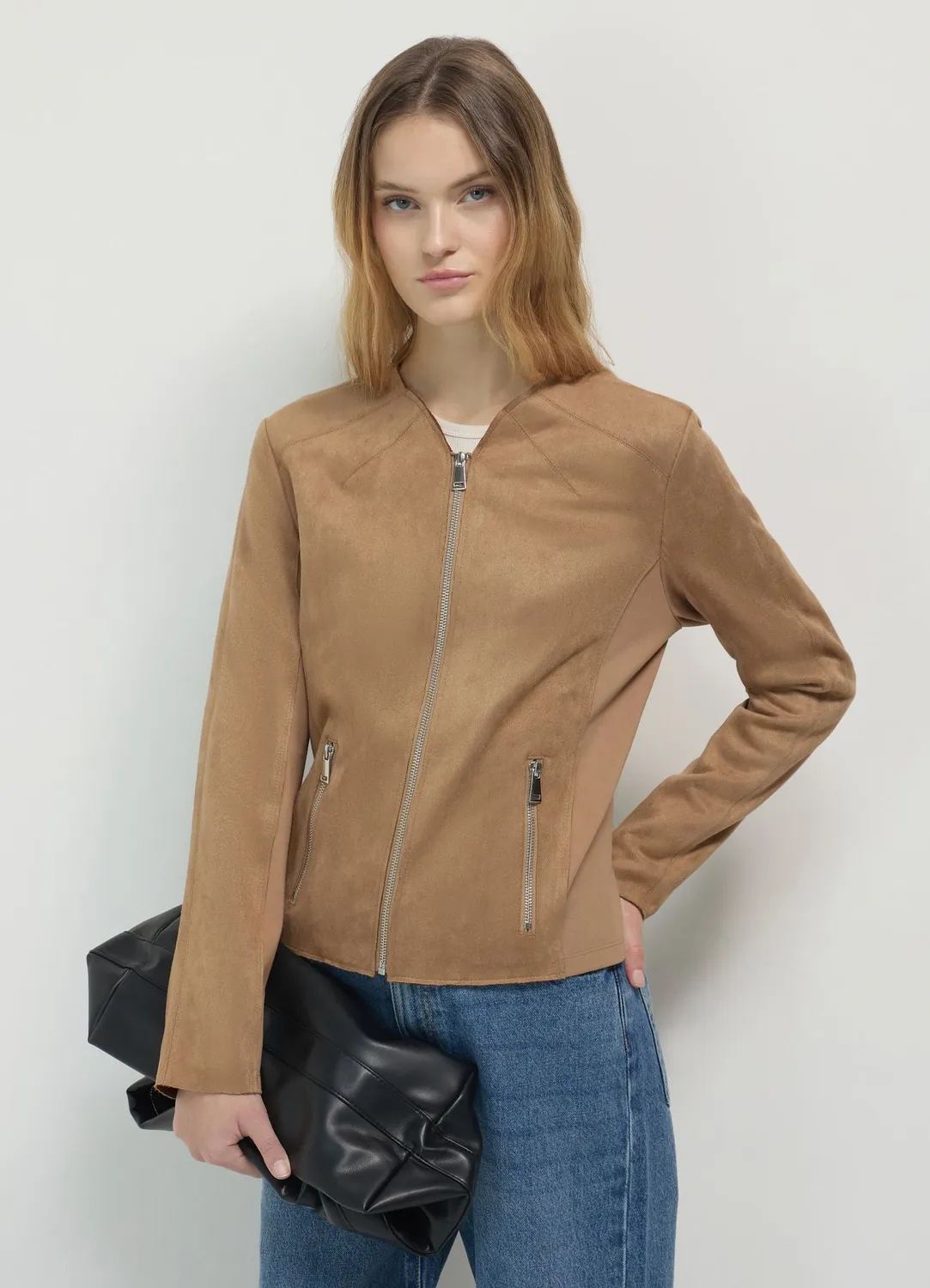 Calliope blouson suédine femme zippé à poches