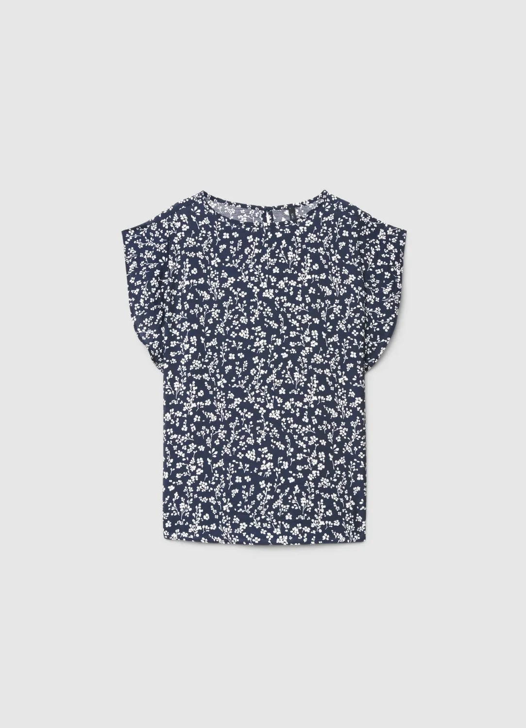 Calliope Blouse Fleurs Femme Manches Volants Col Rond