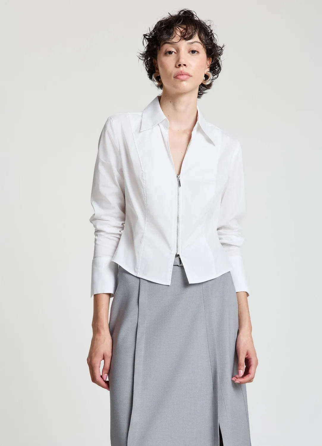 Calliope chemise crop zip femme unie