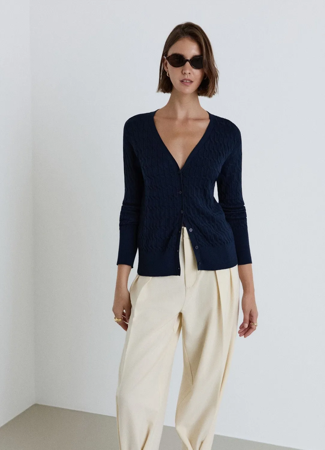 Calliope cardigan maille torsades femme boutonné