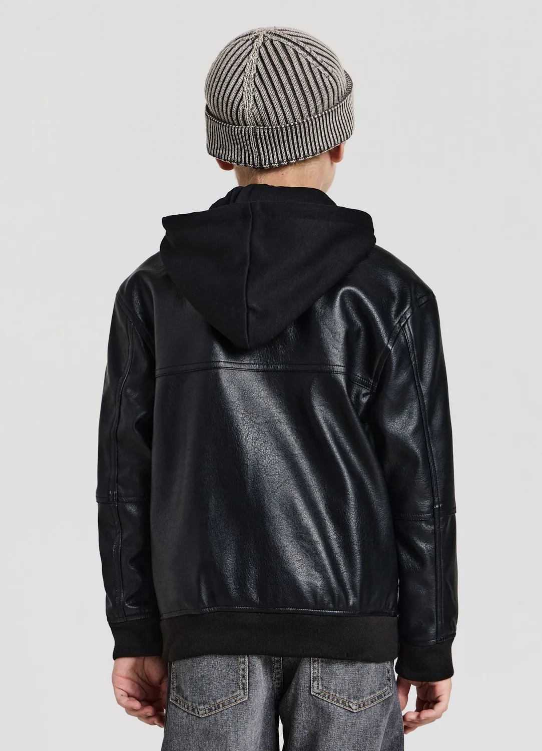 Calliope bomber garçon simili cuir à capuche