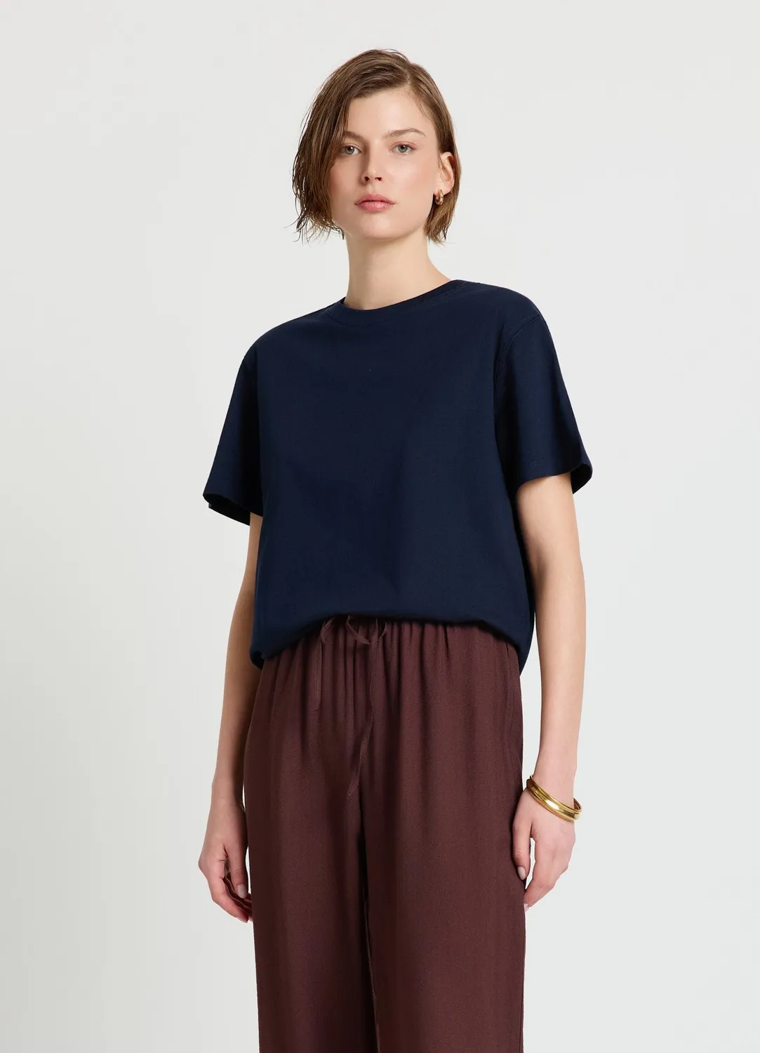 Calliope t-shirt uni femme col rond manches courtes