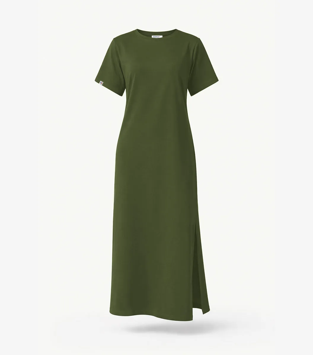 Cocorico Ela robe longue femme kaki coton