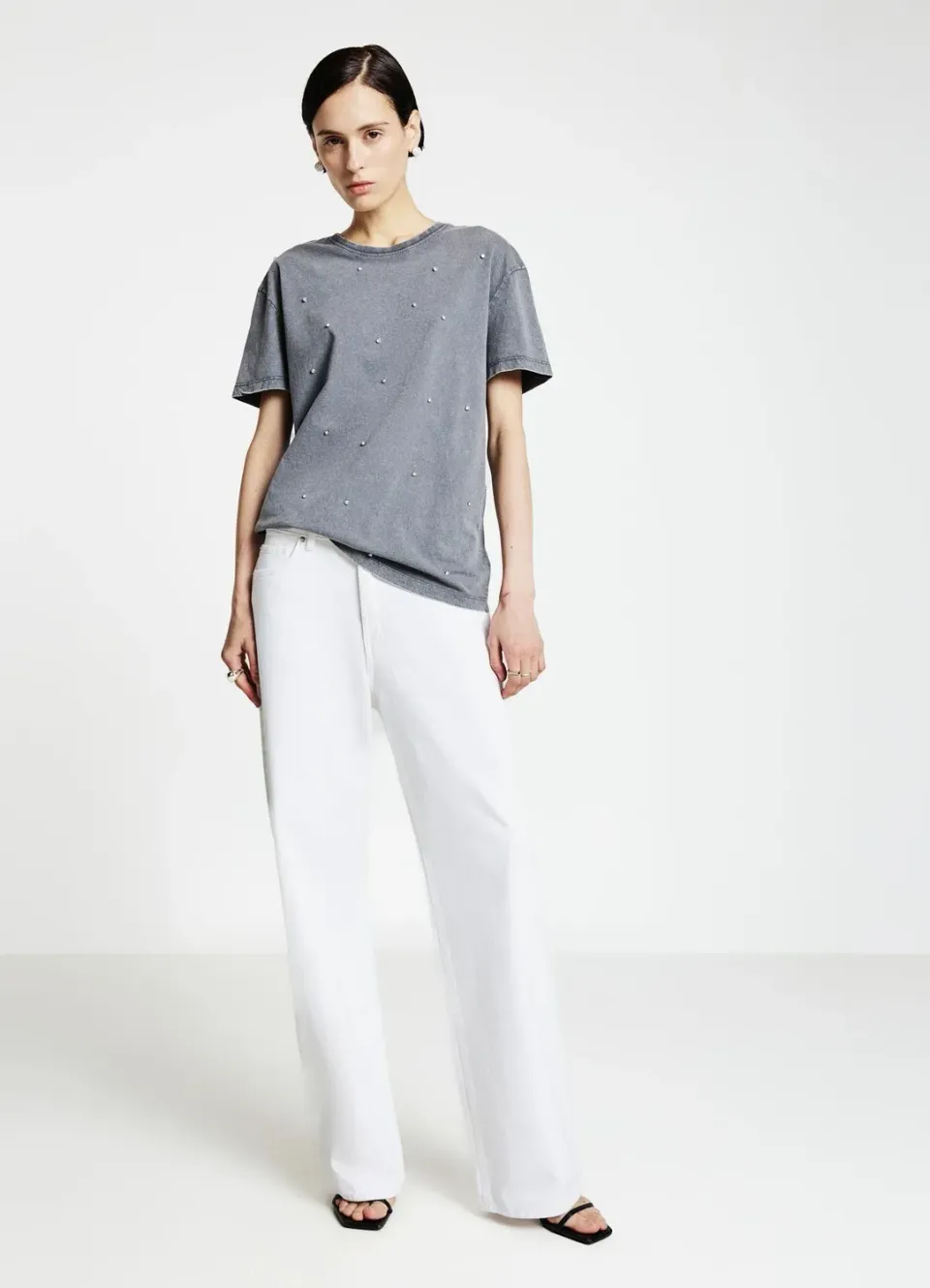 Calliope T-shirt effet délavé strass femme