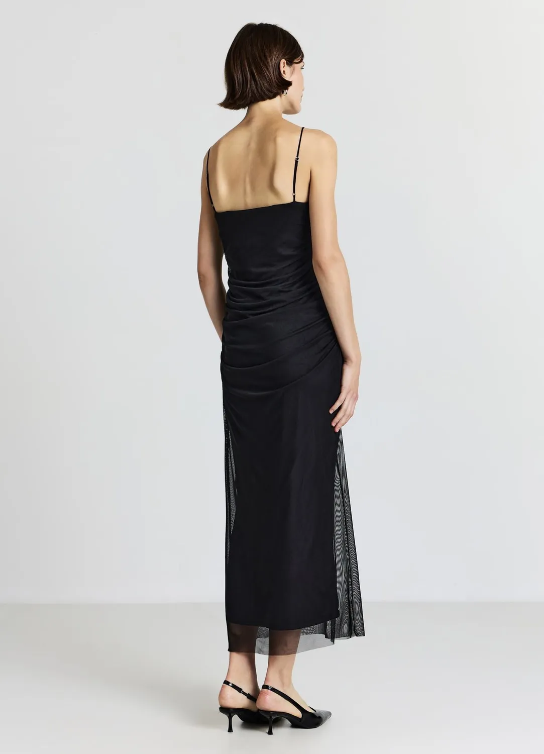Calliope Atelier tulle robe longue femme drapée