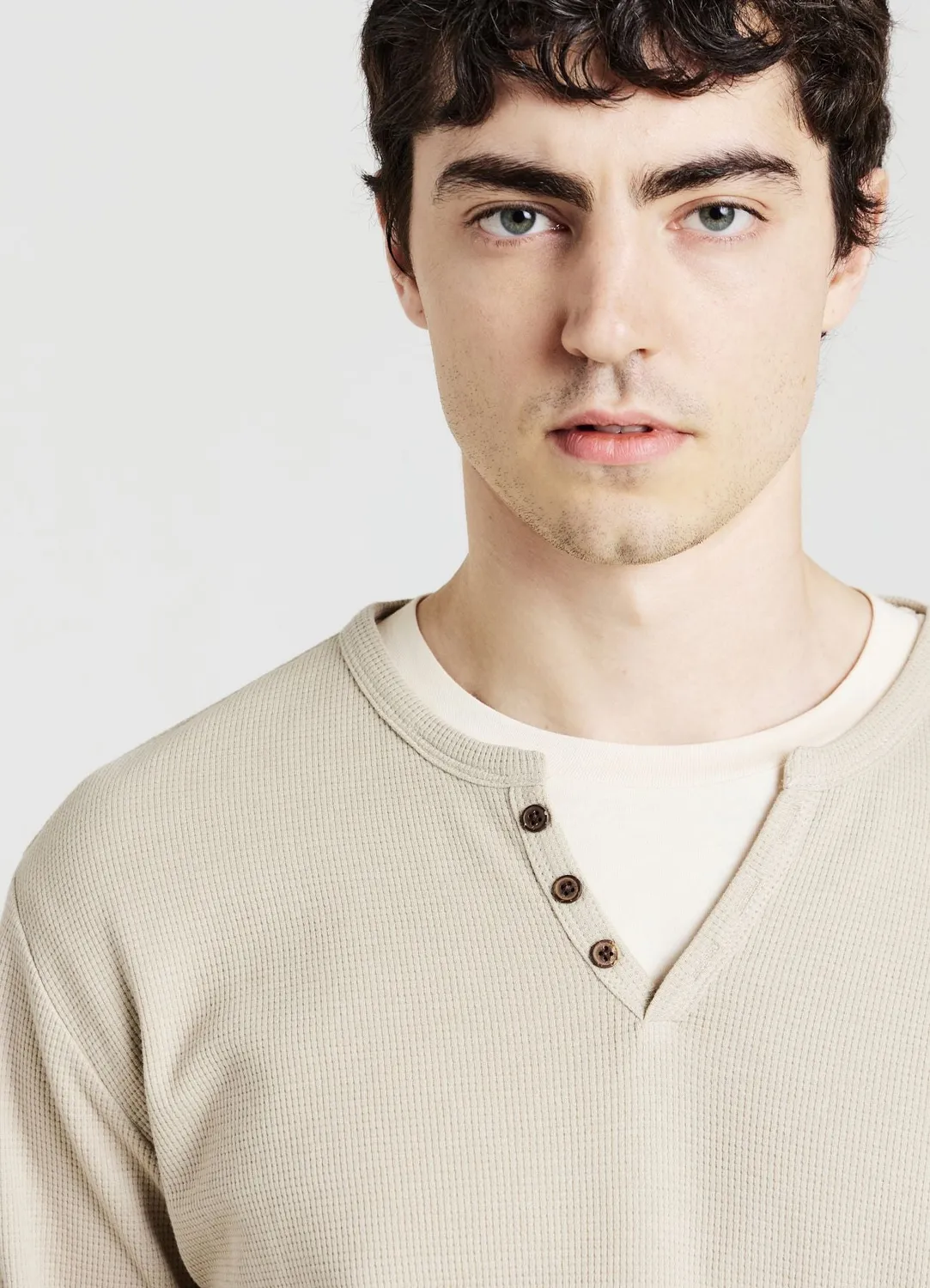 Calliope T-shirt manches longues col serafino homme L uni