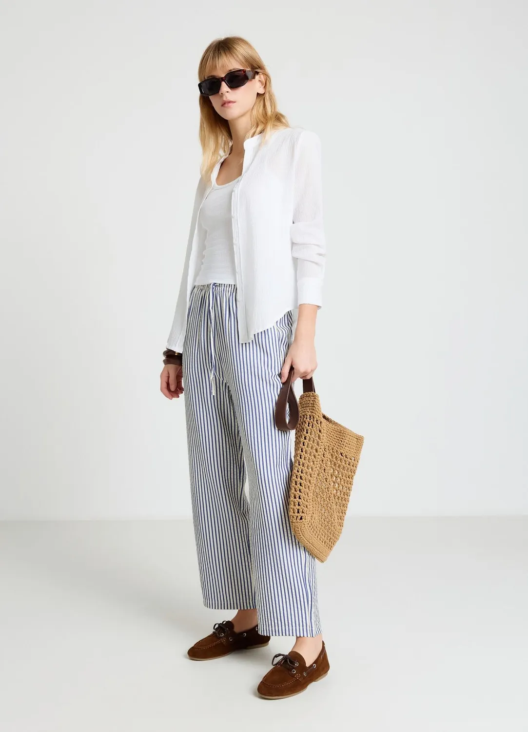 Calliope pantalon jogger rayé crinkle femme