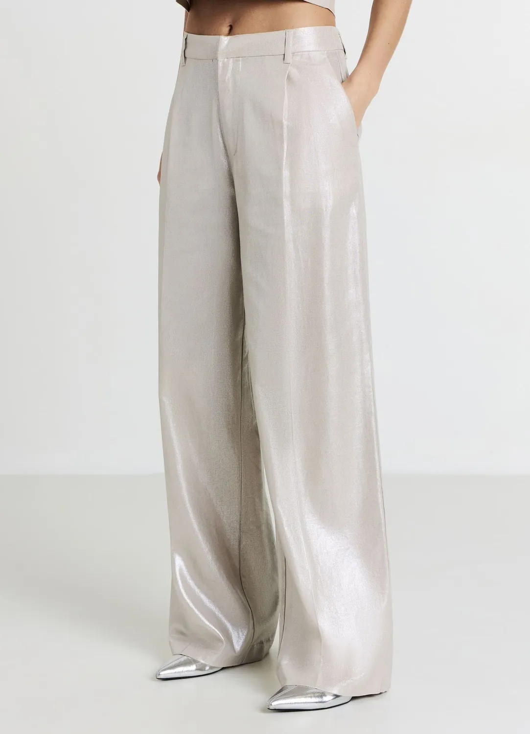 Calliope palazzo pantalon large femme effet enduit
