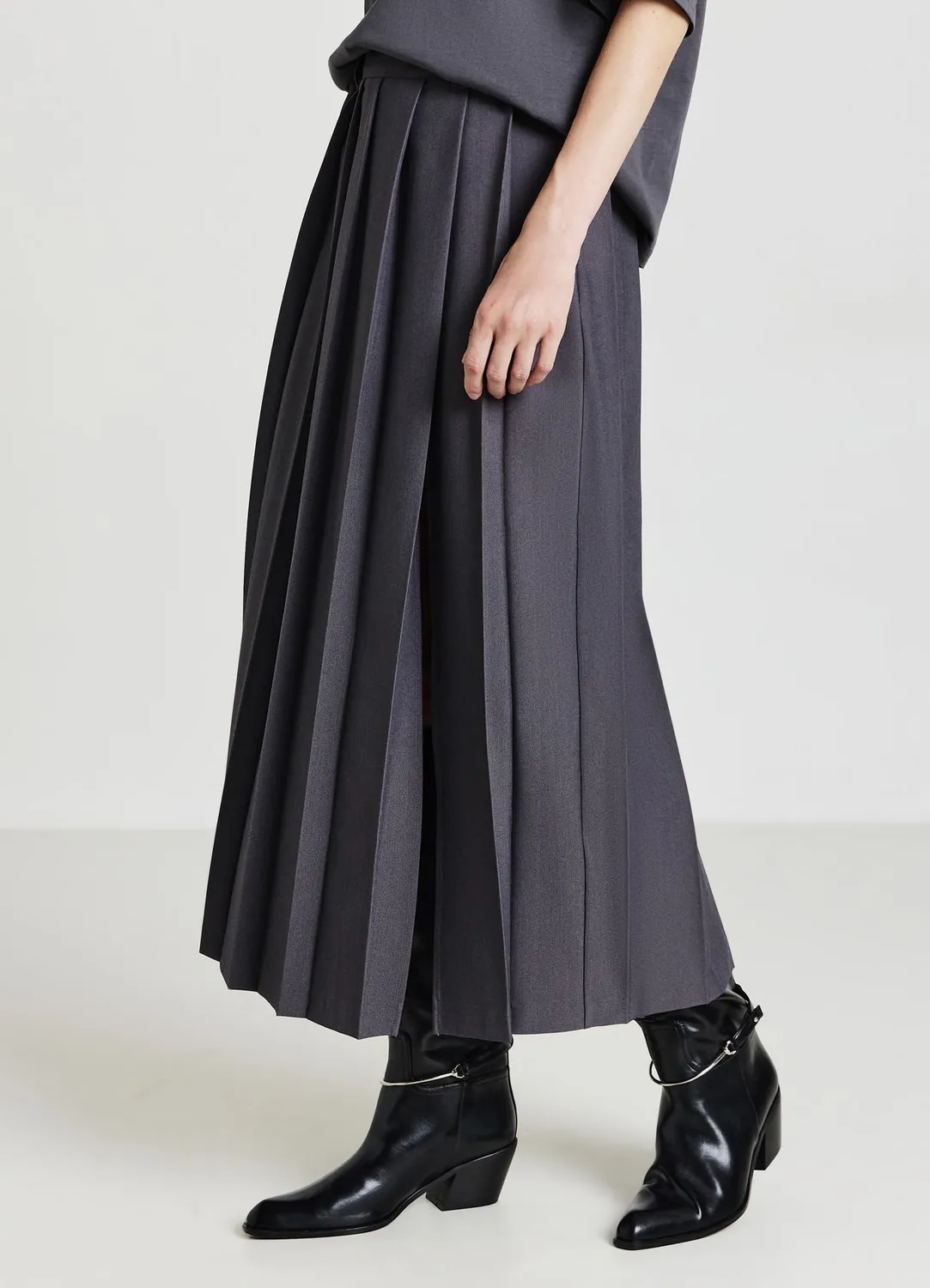 Calliope jupe midi plissée femme fente taille haute