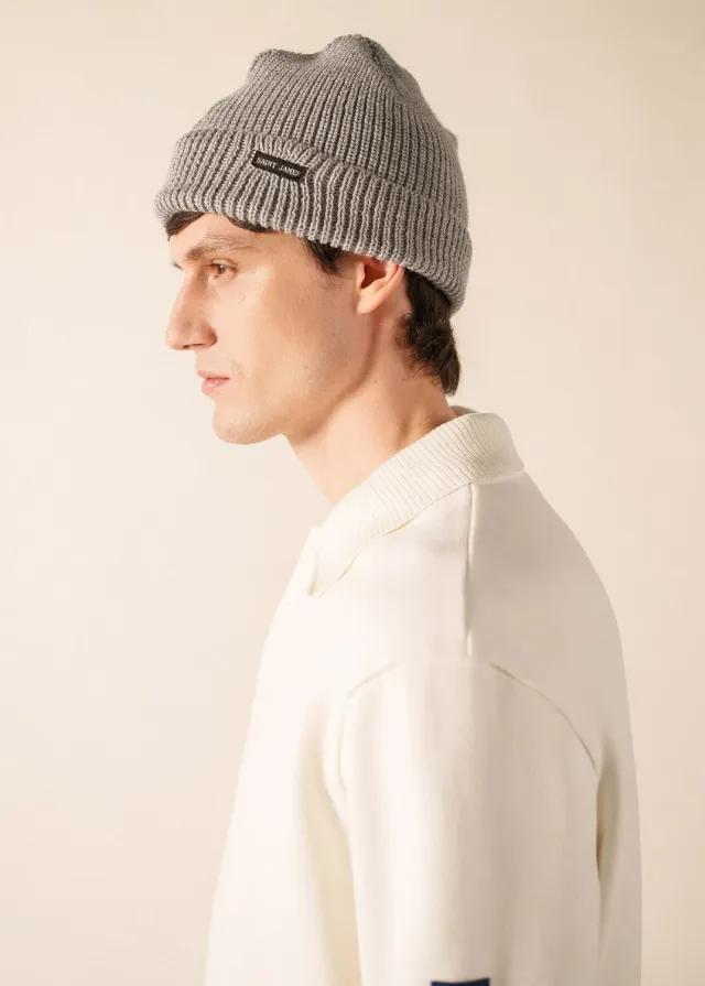 Saint James Perlé bonnet gris clair 100% laine
