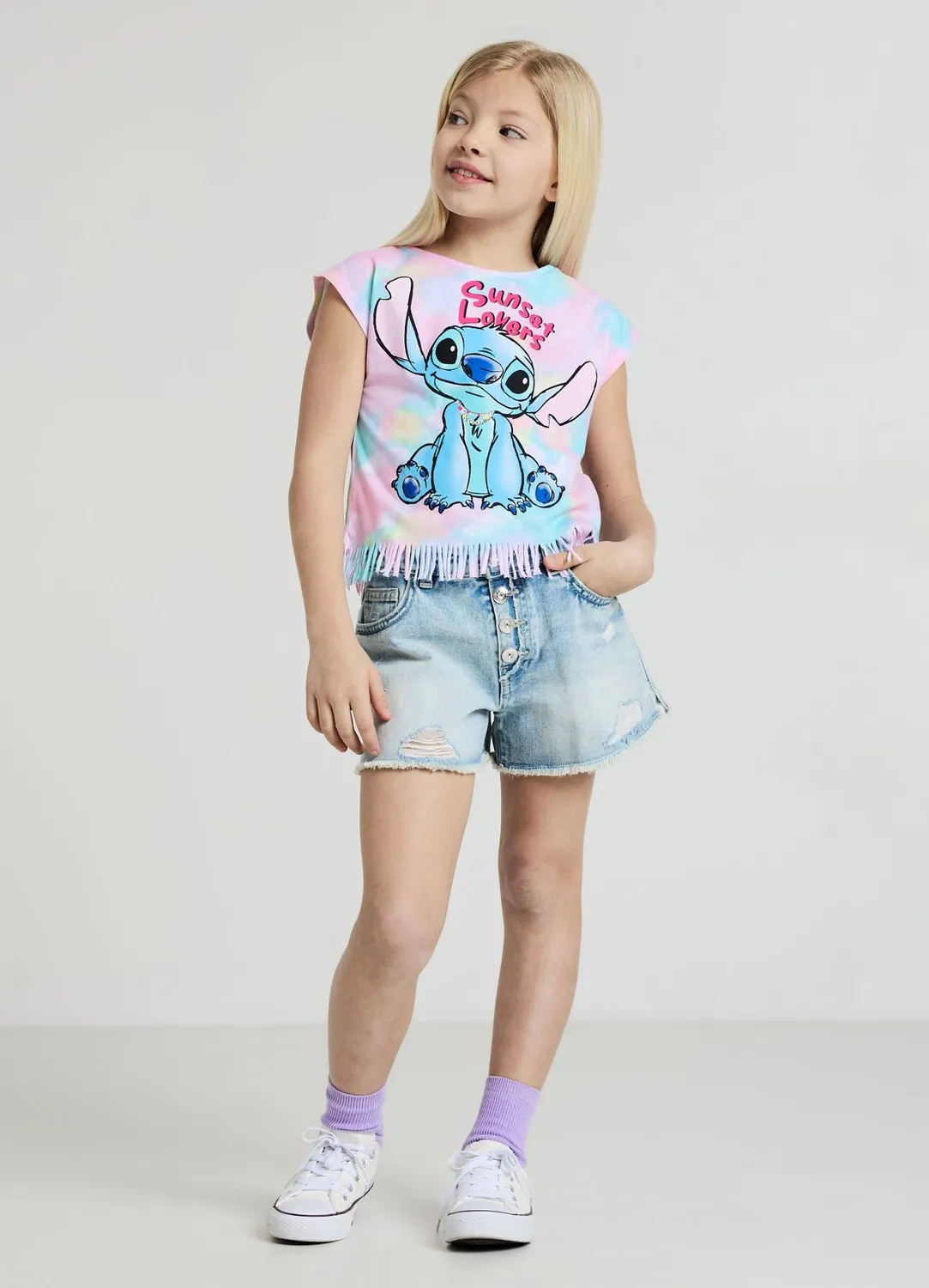 Calliope Stitch T-shirt fille coton franges