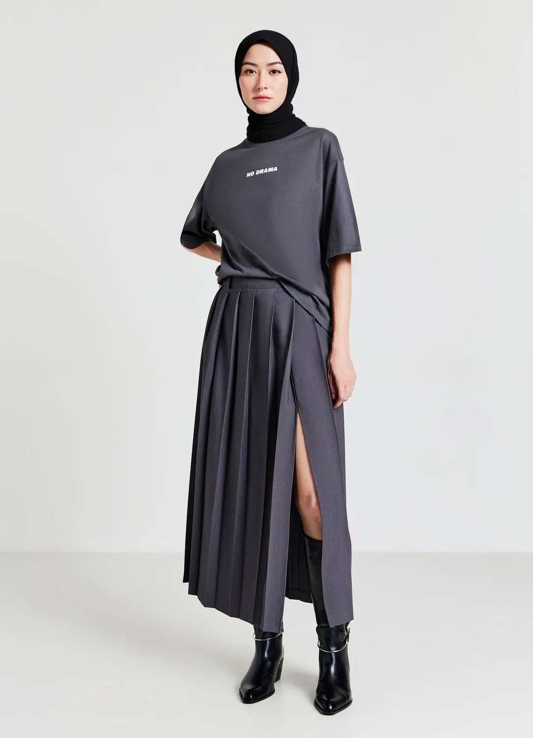 Calliope jupe midi plissée femme fente taille haute