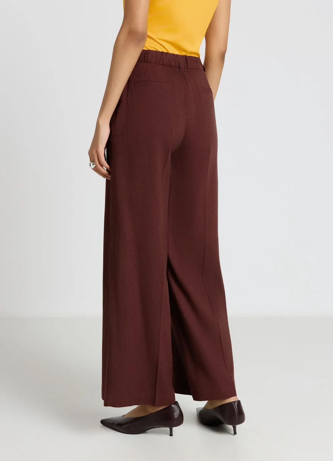 Calliope Palazzo pantalon large taille haute femme