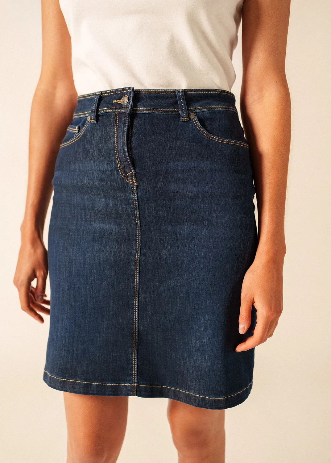 Saint James Elfy jupe jean coupe droite stretch T36-T52