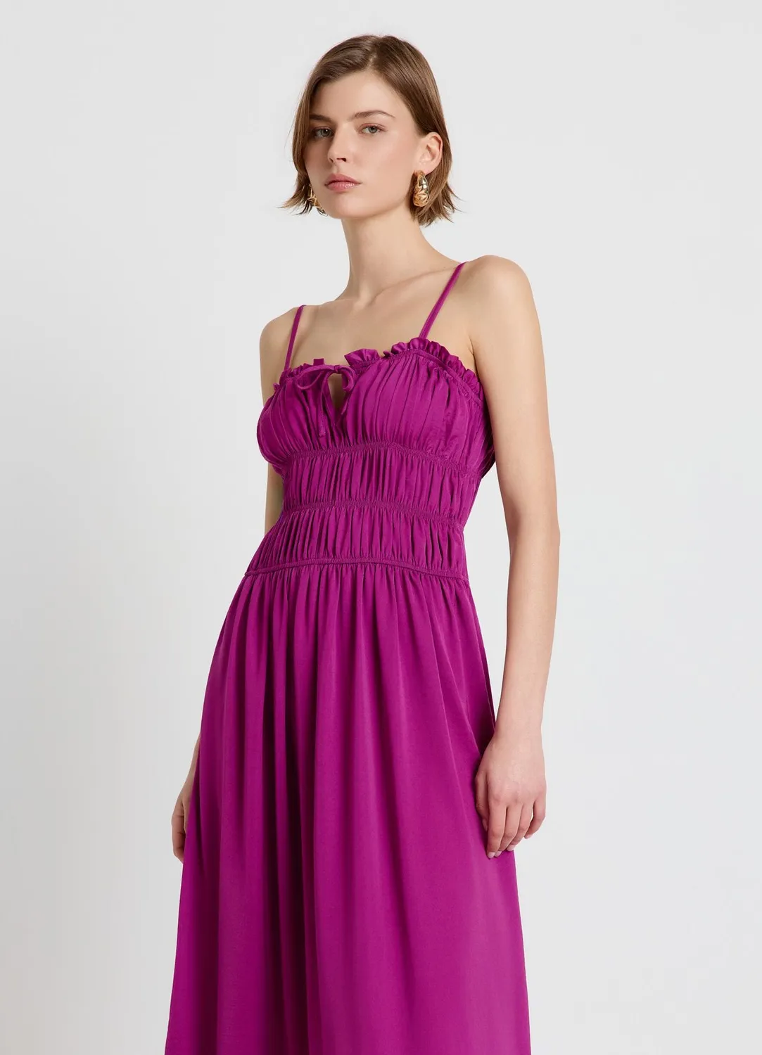 Calliope robe longue smock bretelles femme décolleté cœur